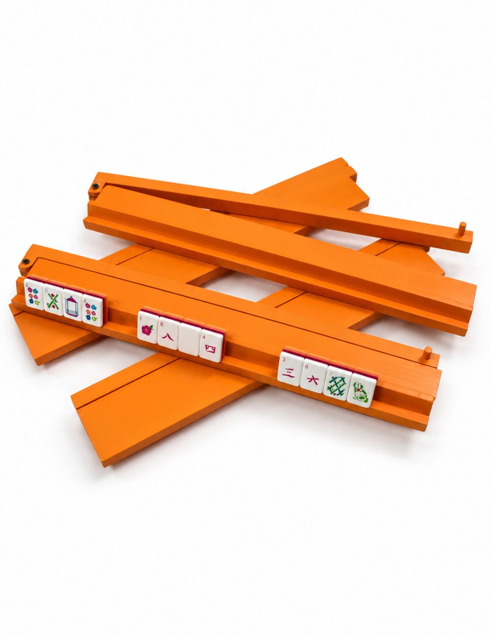 Teak Wood Rack & Pusher with Hinge — Sunset Terracotta